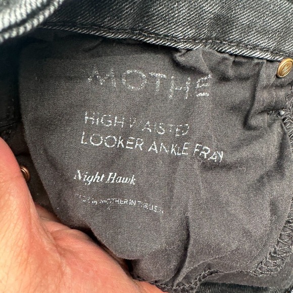 MOTHER High Waisted Looker Ankle Fray Denim Jeans Womens Size 25 Black - Picture 6 of 11